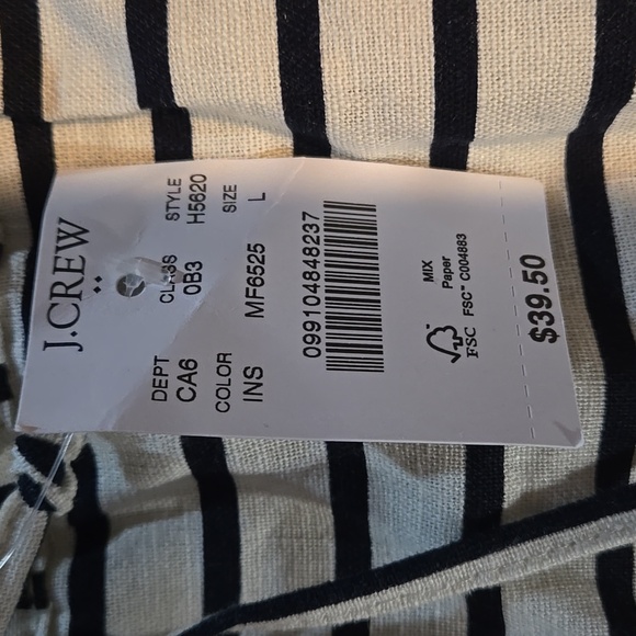 NWT J. Crew Size Large Linen Cotten Blend Shorts Black White - Picture 6 of 9